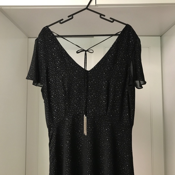 RW&Co Black Dress US 12 Silver Polka dots - Picture 4 of 11